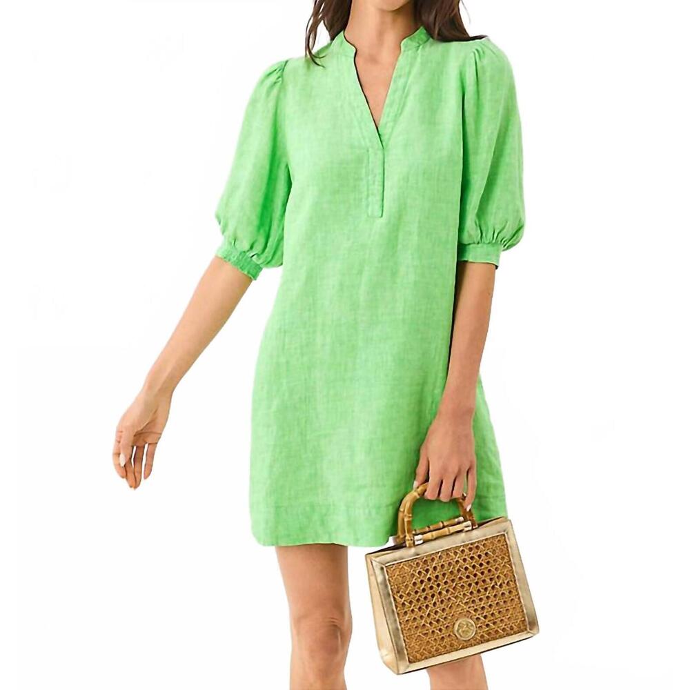 Lilly Pulitzer Neon Lime Short Puff-Sleeve Mini Dress